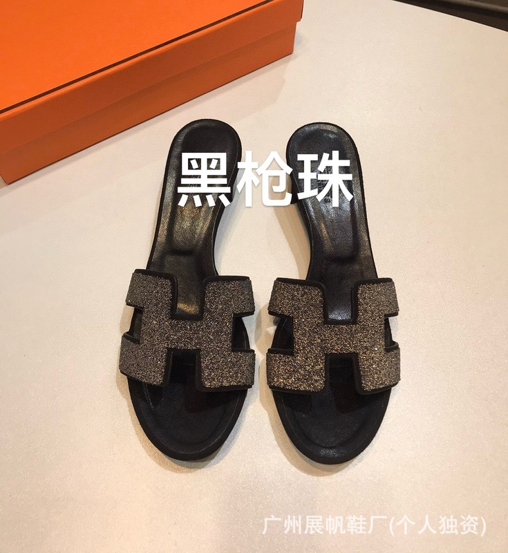 新しい夏の多用途 H ハイヒールスリッパ女性のための外着用象グレーの手のひらの形の本革厚いヒールミッドヒール外国貿易サンダル|undefined