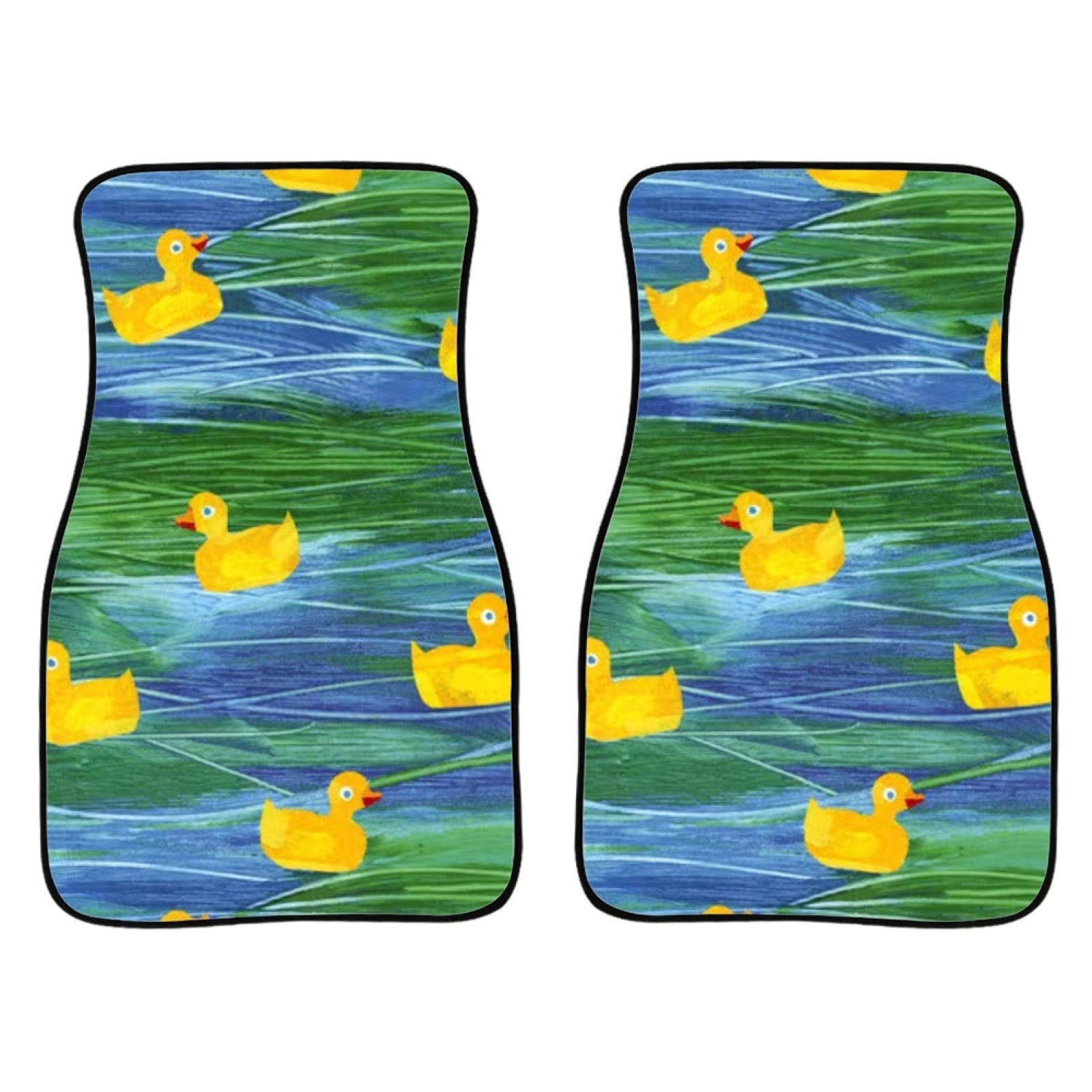 (2개) 대외 무역 공장 직접 자동차 매트 방진 방오 매트 장난기 넘치는 노란색 오리 패턴 인쇄