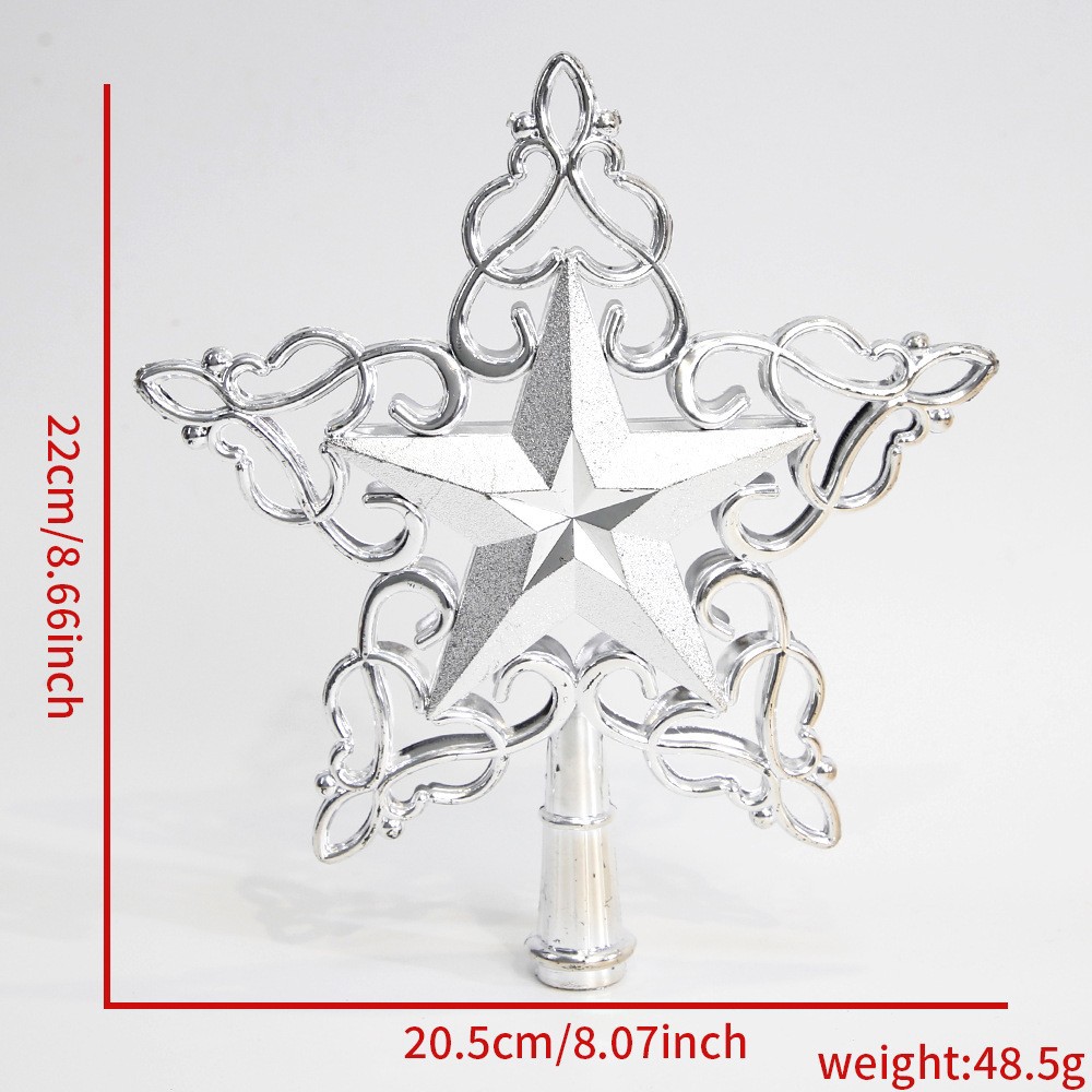 Nuevo árbol de Navidad, estrella de cinco puntas recortada, estrella estéreo radiante, adornos navideños con purpurina, decoraciones navideñas