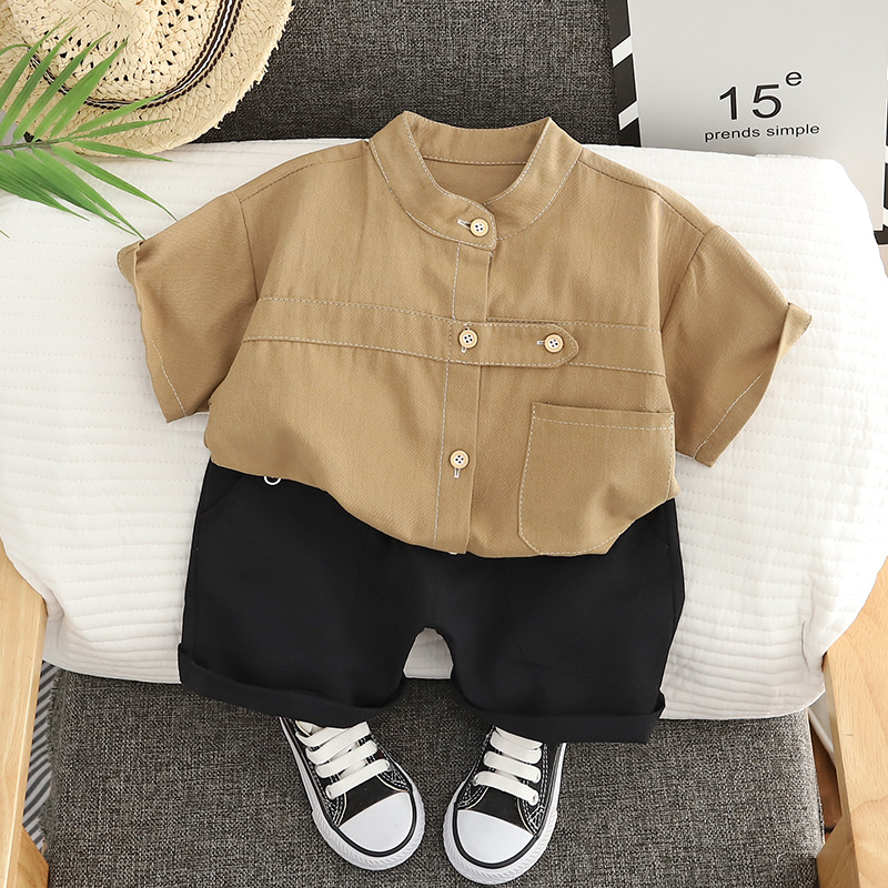 Simple Style Solid Color Cotton Boys Clothing Sets display picture 3