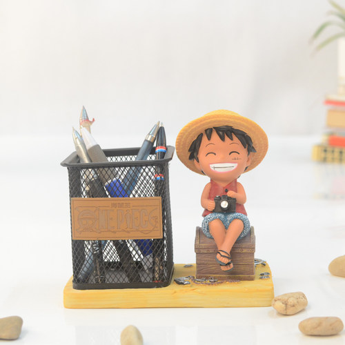 Children's Day Gift Birthday Q-version Resin Creative Pirate King Luffy Pen Holder Stationery Ornament Cartoon Student Gift
