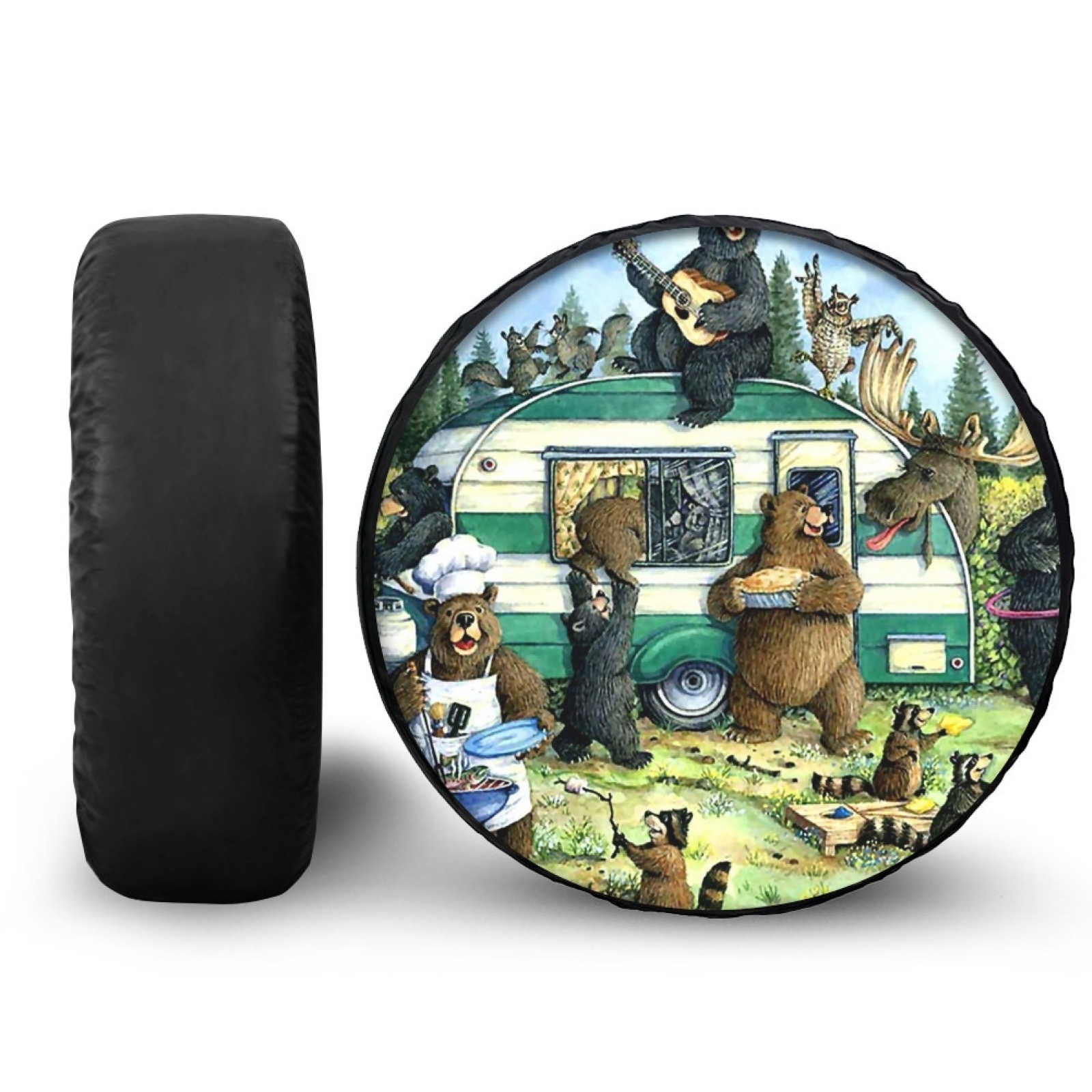 Eaby foreign trade cross-border hot raccoon animal wolf pattern printed car universal tire spare tire set a generation of hair