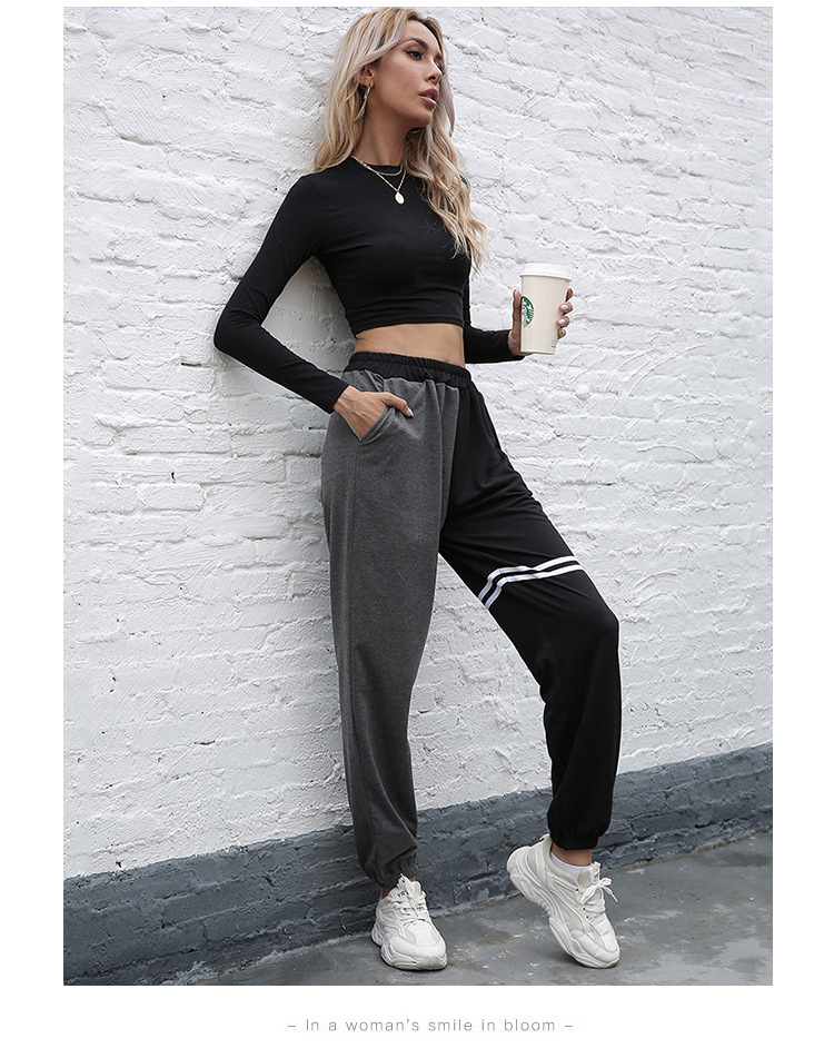 loose color matching casual sports pants   NSJR27494