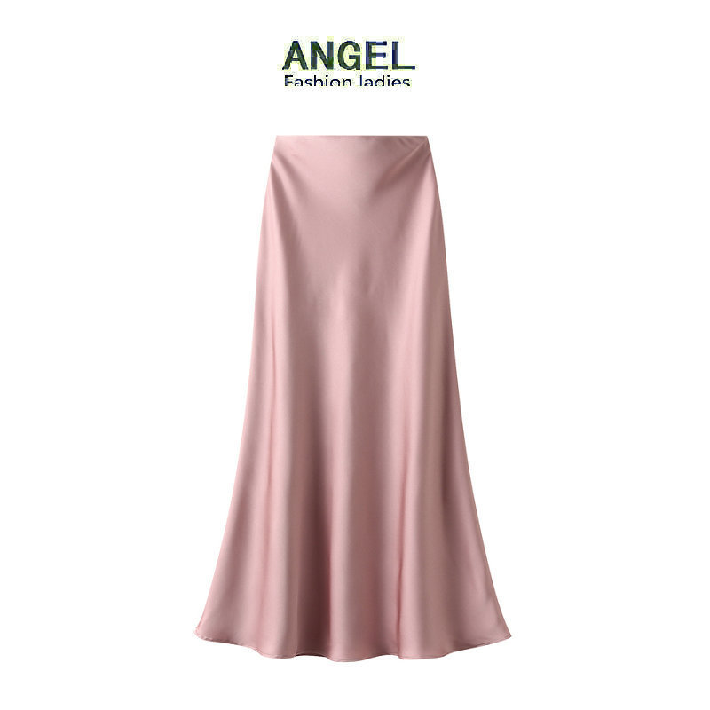 Designed Glossy Silky Fabric Skirt for Women Summer Mid-Length Fishtail Skirt High Waist Slimming Look Hip Skirt 9902