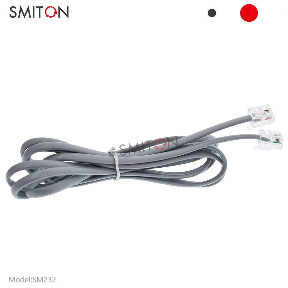 SM232库存 超低价电话线 1.5米 灰白色6P2C 双水晶头 ADSL专用线