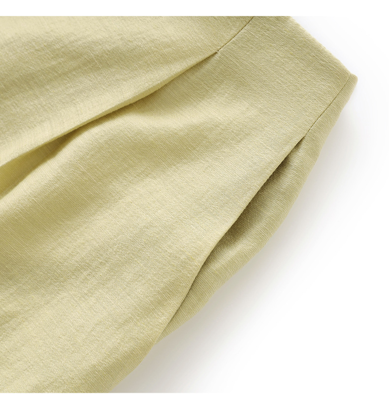 Áo sơ mi khoác pha vải lanh Tencel tay dài + quần short rộng thùng thình bộ hai mảnh mùa hè — Màu trắng chi tiết 20