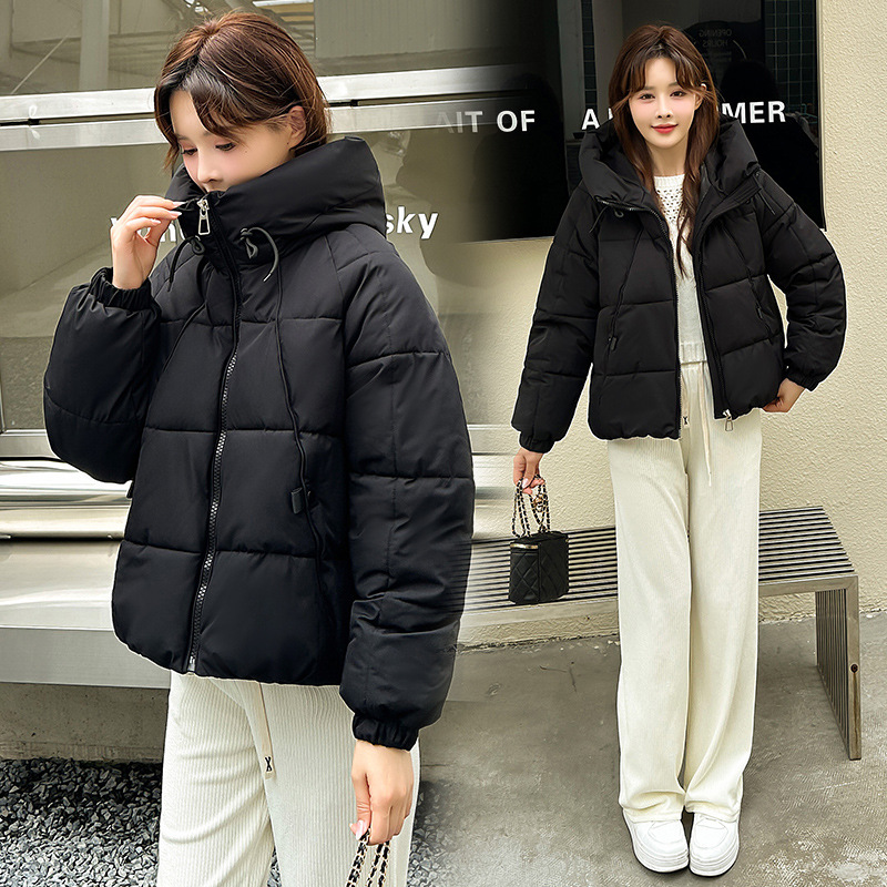 Invierno de mujer de invierno 2024 nueva moda coreana con capuzas calentamiento grueso chaqueta de pan casual image 4