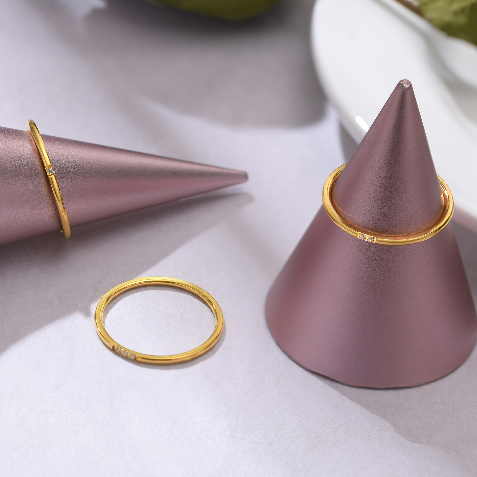 Simple Style Geometric Titanium Steel Rings Inlay Zircon Stainless Steel Rings