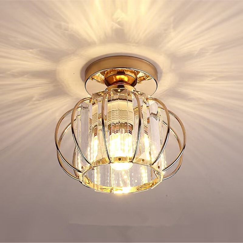 Cross-border new small crystal ceiling lamp round aisle foyer porch corridor balcony simple lamps wholesale factory