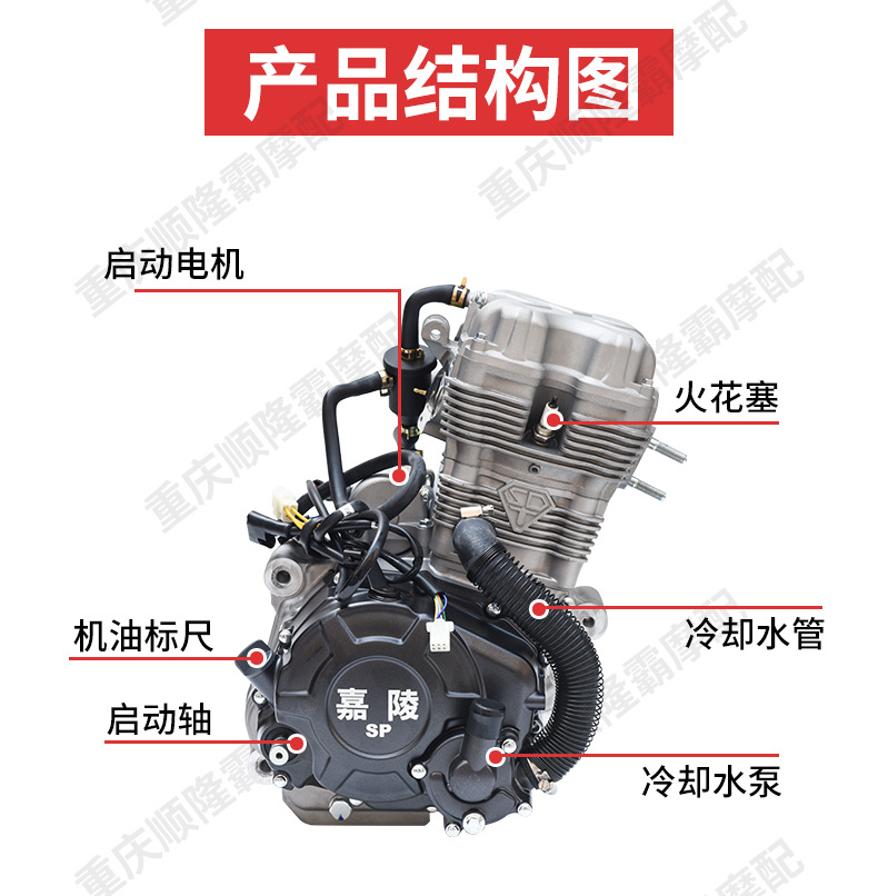 Jialing Brand Three-Wheel Motorcycle Engine Xuanjian 210 260 300 Water-Cooled Engine Brand New Original Engine