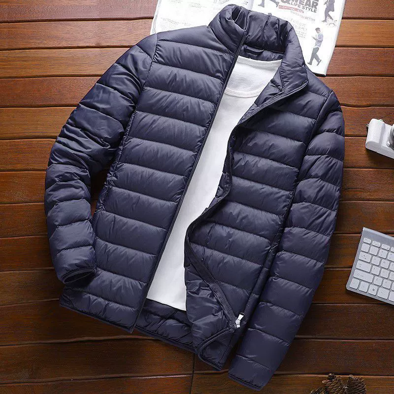 Men's winter light and thin short down jacket with down, keep warm thin hoody for leisure, oversize