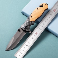 跨镜X 50户外折叠刀橄榄木柄野营求生高硬度瑞士防身折刀野外生存