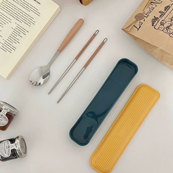 Spoon, chopsticks, set, yellow cover