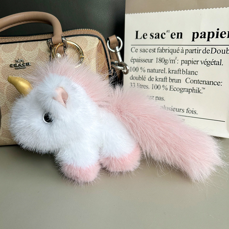 Linda muñeca de peluche unicornio mochila escolar colgante juguete muñeca para niños bolso colgante llavero cadena regalo