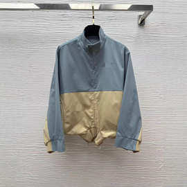 深圳南油26早春款时尚减龄撞色字母刺绣翻领收腰宽松夹克外套女