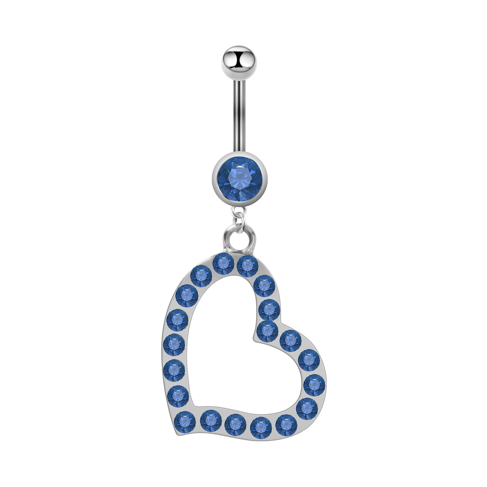 Piercing nombril acœur en acier inoxydable avec diamants_voghion.com