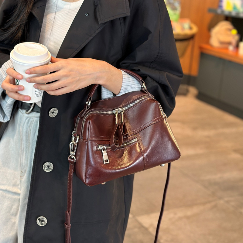女士包包2024秋冬潮斜挎包大容量手提包真皮女包拎包欧美复古单肩