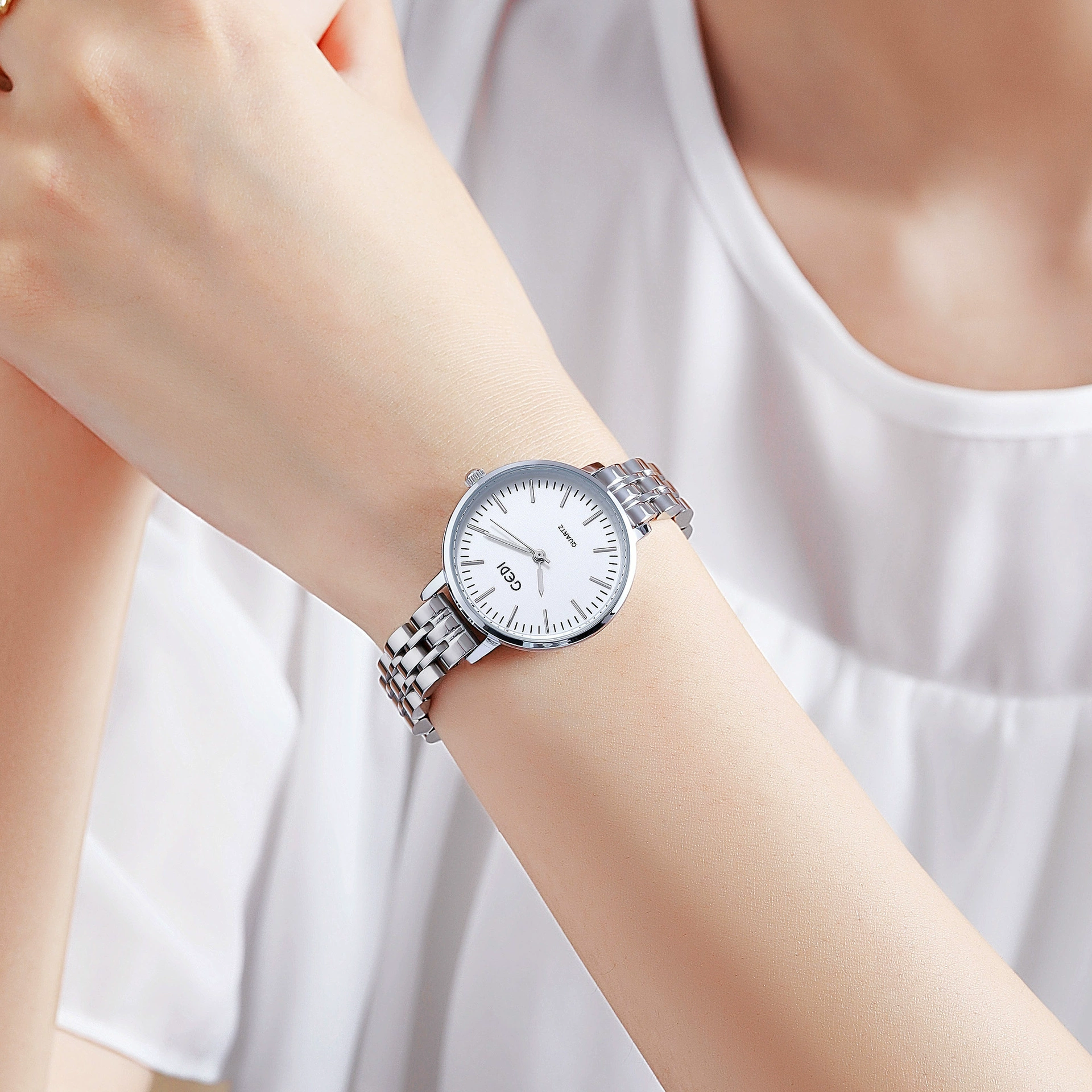 Кожух-ремень для часов Georgi? quartz watch strap stainless steel, simple and elegant design, light luxury style