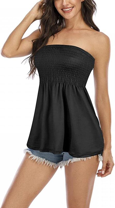 2021 European and American Cross-Border Amazon Women's Clothing Sexy Off-Shoulder Short Tube Top Gathered Tank Top Women's European and American Style