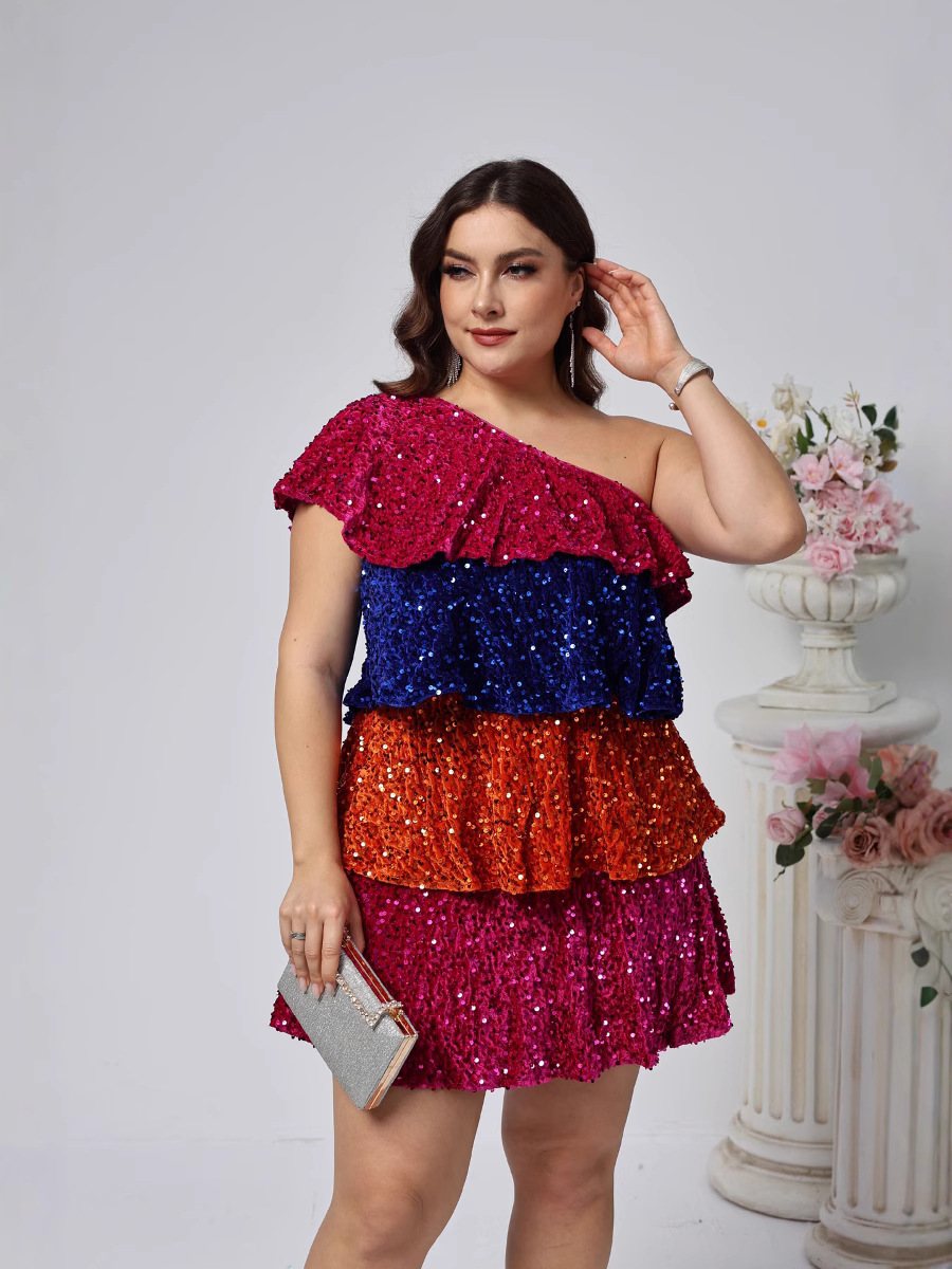 Vestido de talla grande vestido de fiesta de lentejuelas vestido de princesa vestido corto de cumpleaños 2025 vestido