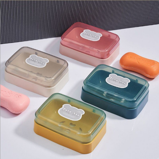 [Welfare] Creative Flip Soap Box Simple Transparent Plastic Drain Box Household Dormitory Soap Box