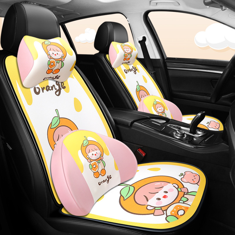 批发CAR座垫 新款可爱女小兔子网布四季多件套汽车坐垫座套