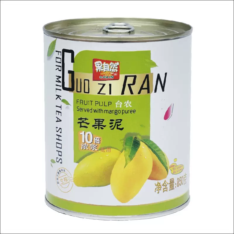 果自然牌阿方索芒果泥 850克 铁罐装 台农芒果 果浆 杨枝甘露果酱