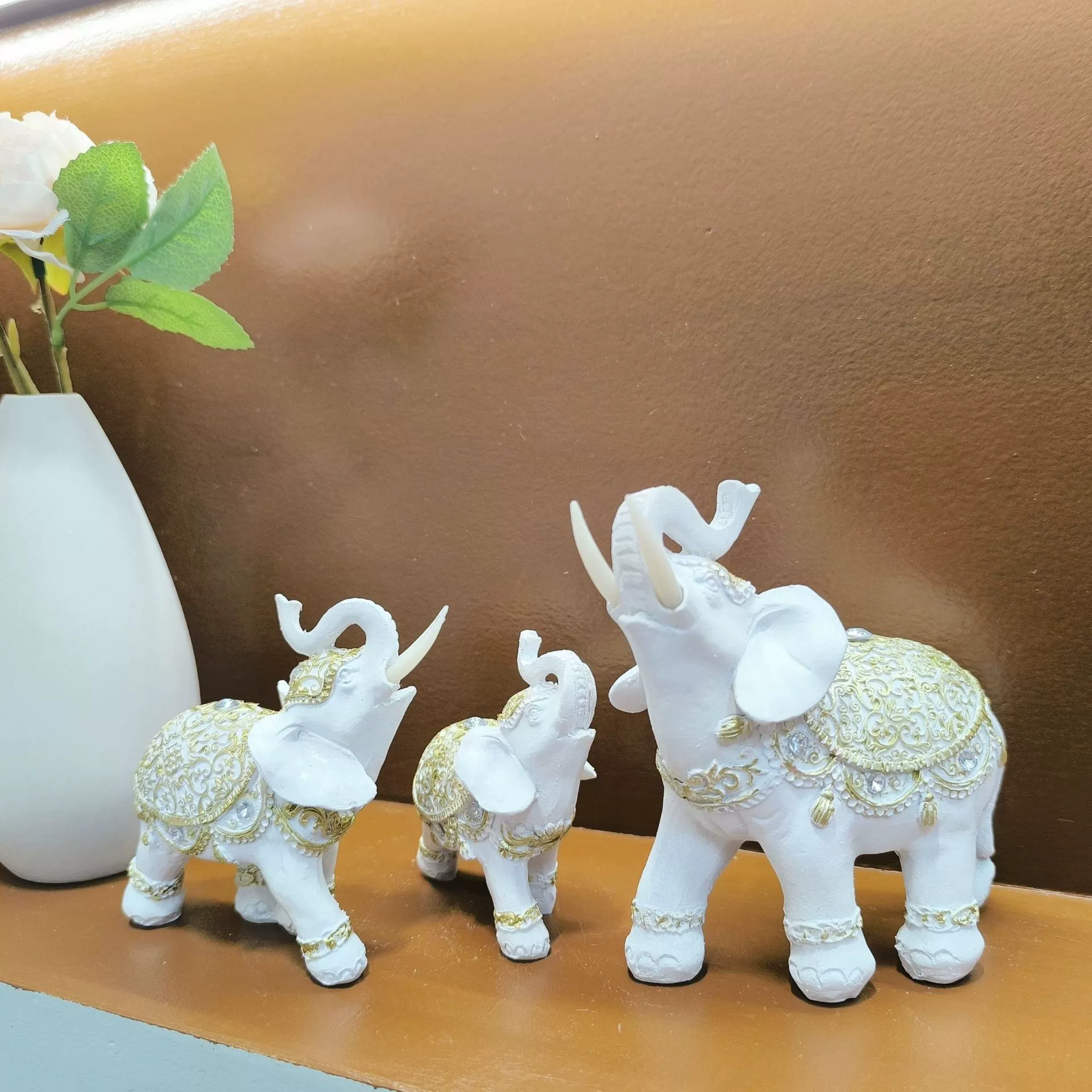 Золотой ретро-голубой узор, слон, изделия из смолы, украшение для дома, настольное украшение для гостиной, прихожей, офиса, трансграничные товары