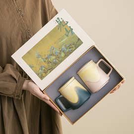 陶瓷办公杯泡茶带盖礼盒装茶水分离杯马克杯个人专用过滤水杯