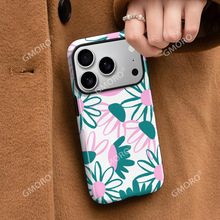 亚马逊热销复古彩色花朵适用苹果17pro手机壳IP16/15菲林双层硬壳