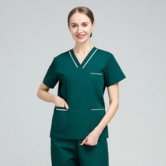 Nurse uniform for women, summer thin short-sleeved polyester-cotton hand wash shirt, surgical and oral doctor workwear set for men