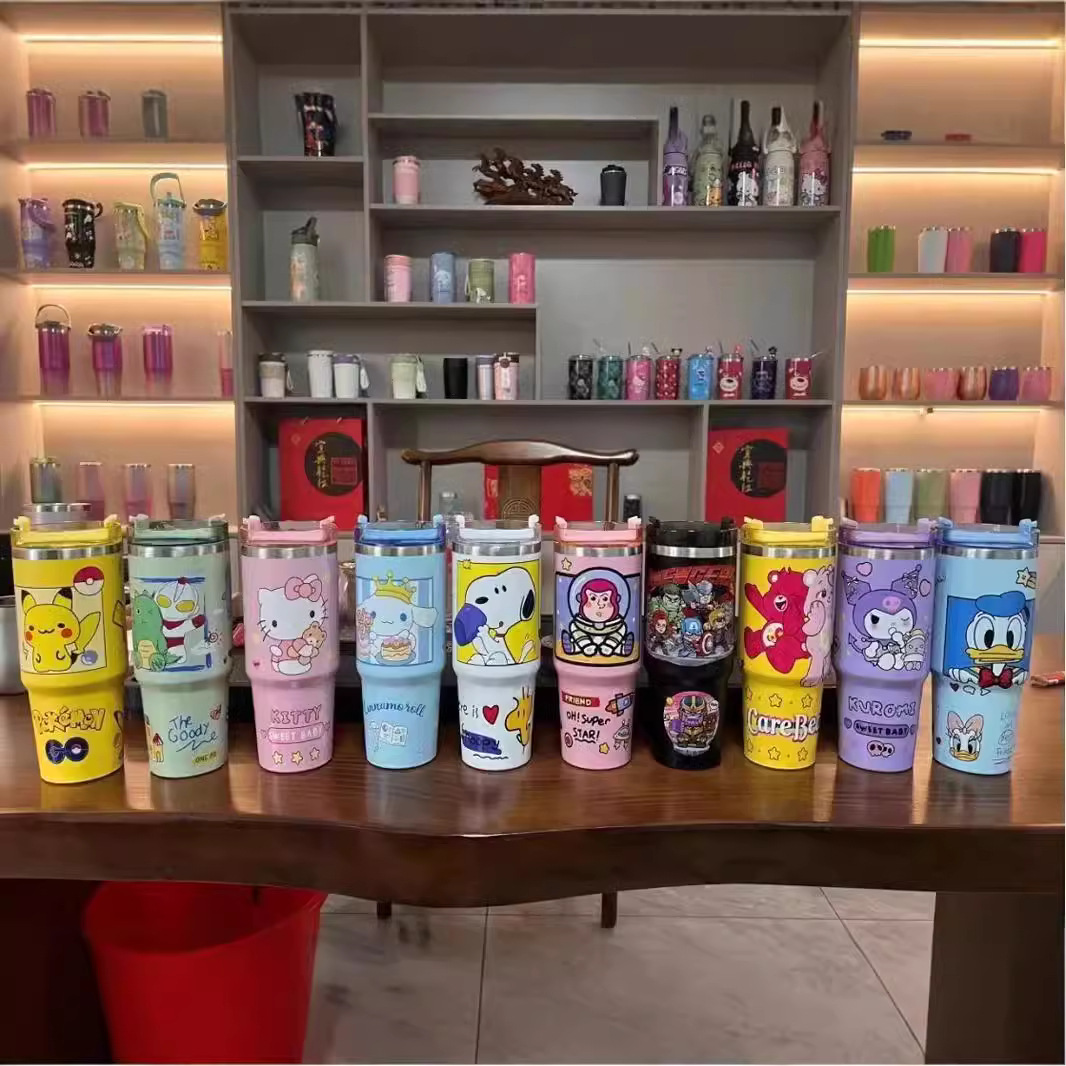 Nuevo patrón de dibujos animados taza de helado 30oz taza de coche taza de café con aislamiento al vacío de acero inoxidable 304