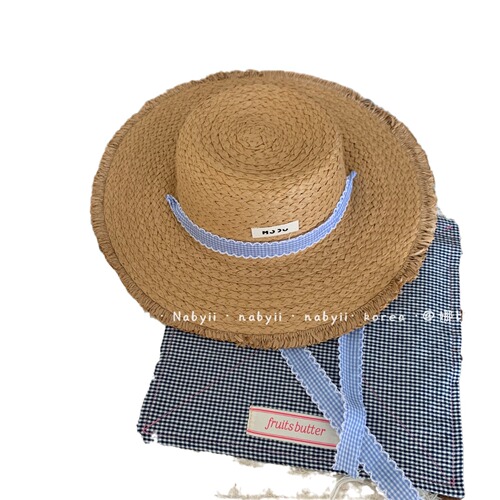 Star Language] French elegant ins Korean style sweet and cute big brim sunshade straw hat seaside vacation beach hat for women summer