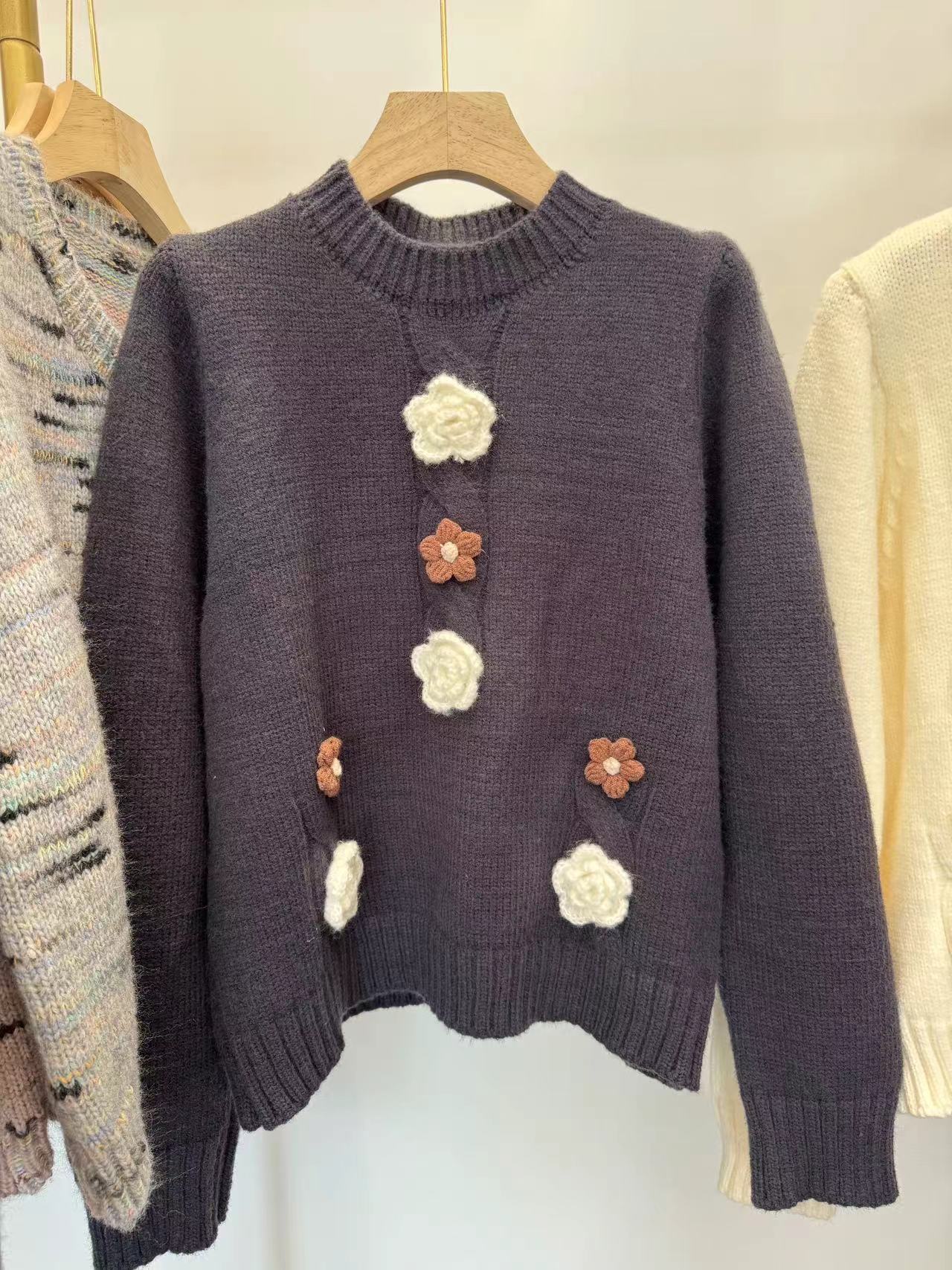 24 invierno Puyuan Año Nuevo rojo hermoso suéter de flores abrigo mujer otoño grande grasa mm