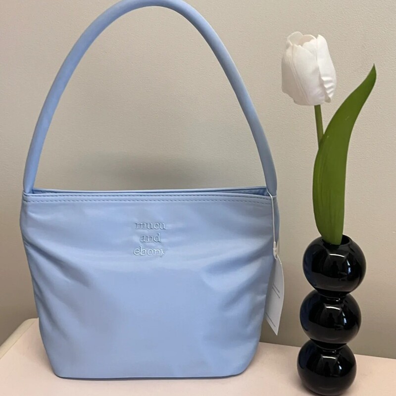 Korean Cross-Border Niche Design Mucu and Ebony Satchel Tote Bag Letter Embroidered Nylon Bag Small Square Bag