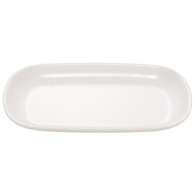 Plato de melamina transfronterizo blanco elíptico rectangular plato de polvo de salchicha de plástico plato de cubierta comercial plato de toalla caliente de porcelana