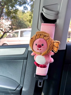 Seat belt shoulder pad pad cute high-end feeling - taiyaki-beaver-1-pink-shoulder-pad