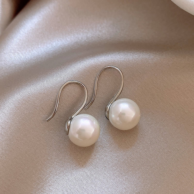 1 Pair Sweet Geometric Round Plating Imitation Pearl Drop Earrings display picture 2