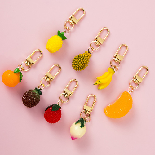 Cute simulation fruit food small hanging accessory ornament raspberry apple lychee DIY material keychain bag packaging decoration