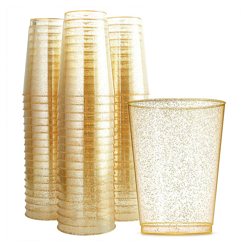 16oz polvo de oro taza desechable copa de vino extranjero taza de comida occidental helado copa de vino copa de champán vaso de plástico