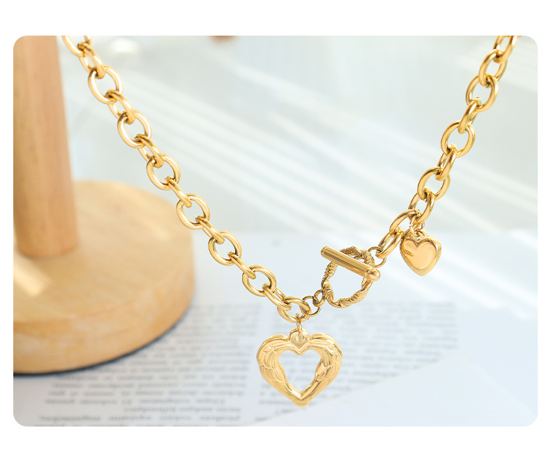 1 Piece Retro Heart Shape Titanium Steel Plating Necklace_colorza_5