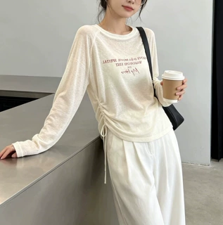白色防晒罩衫女夏季薄款2026年新款长袖T恤宽松休闲遮肉显瘦上衣