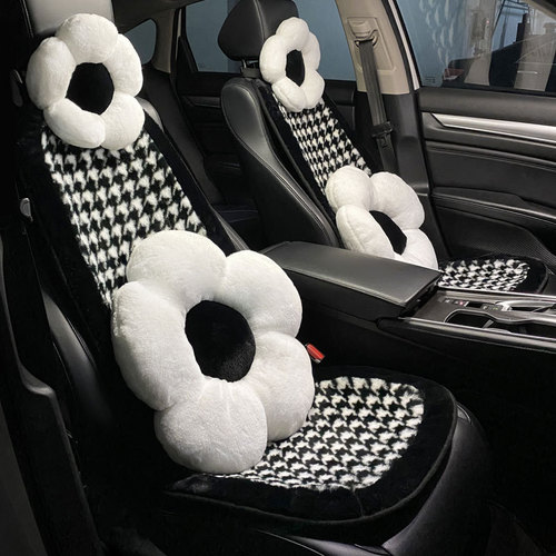 Car seat cushion winter plush three-piece set single piece imitation rabbit fur car seat cushion car interior warm backrest car cushion