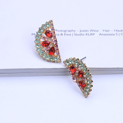 DH Cross border Specifically for alloy Glass Diamond Orange Earrings originality Explosive money Earrings Versatile Ear Studs