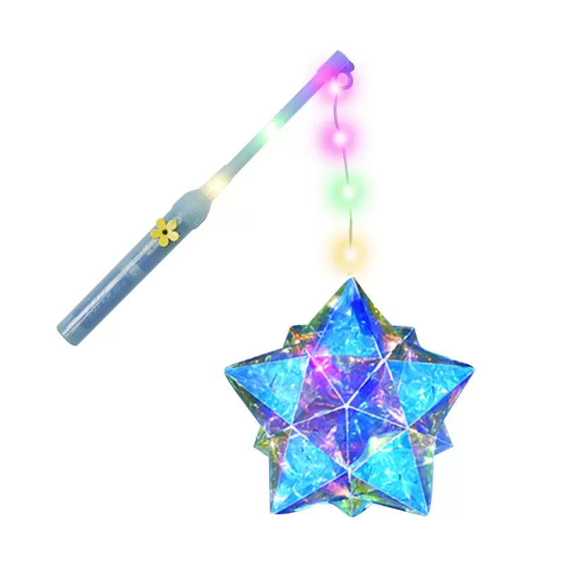 周深采访同款蓝色星星应援手提灯笼 led闪光炫彩镭射五角星小花灯