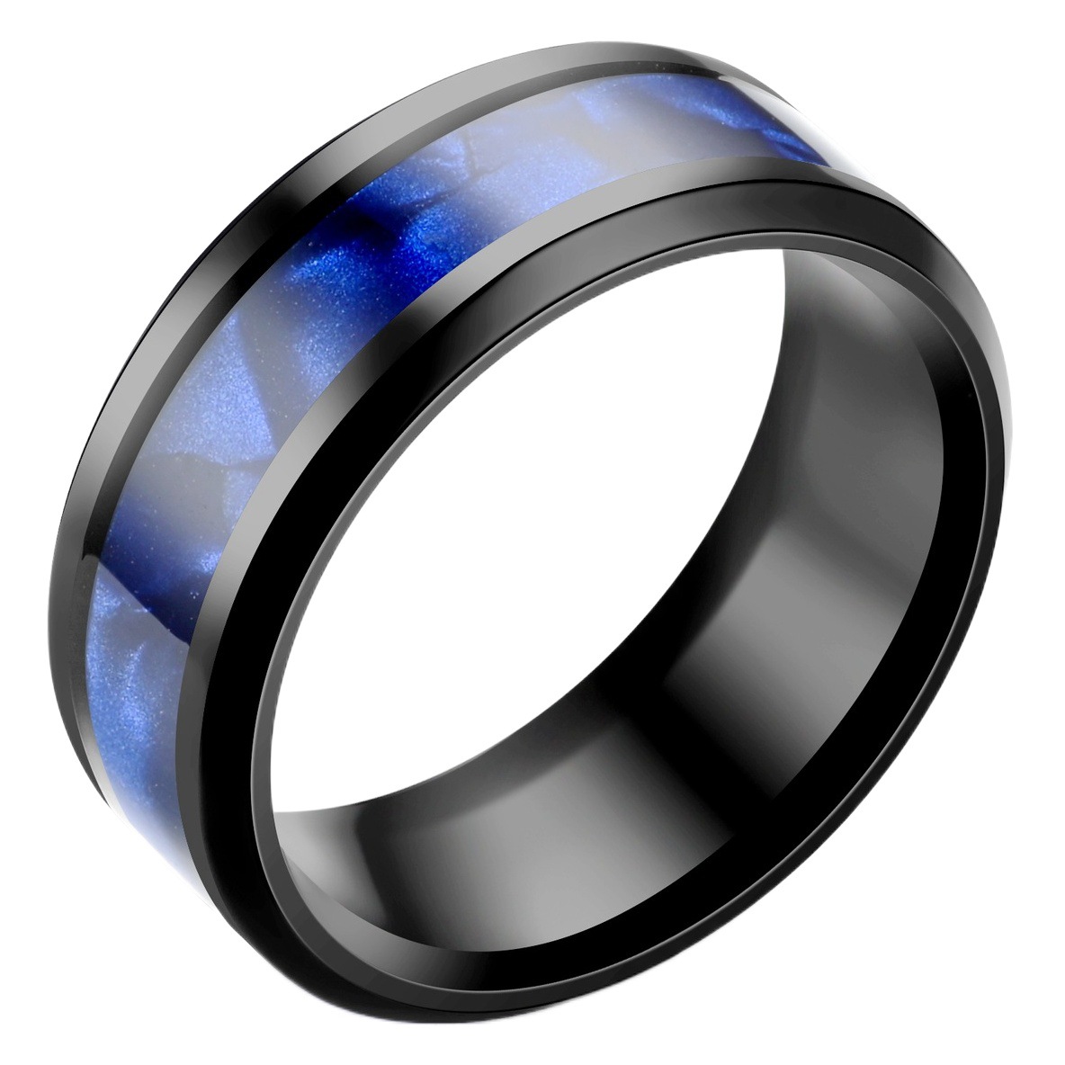 El anillo de acero de titanio popular europeo y americano transfronterizo de los hombres de moda elegante del acero inoxidable del todo-fósforo del anillo de los hombres de la joyería del Amazonas image 1