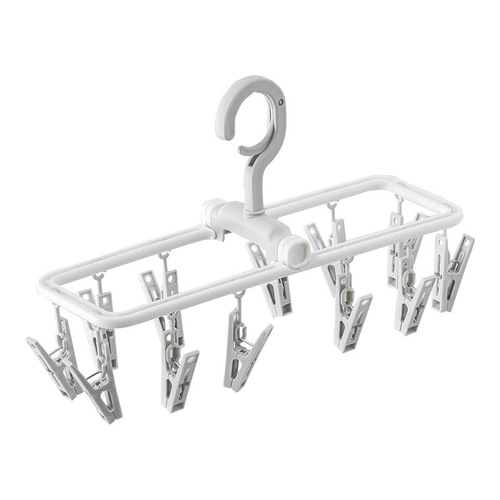 Household Multi-purpose Clips Dormitory Laundry Clip Magic Clothes Hanger with Multiple Clips Plastic Folding Clothes Rack