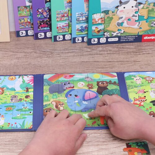Children's magnetic advanced puzzles for toddlers, educational cognitive three-in-one magnetic stickers, quiet book for boys and girls aged 3 to 6 years old