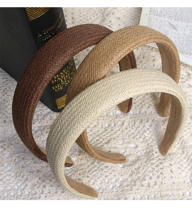 140g Weight Women's Retro Simple Style Solid Color Cotton And Linen Hair Band