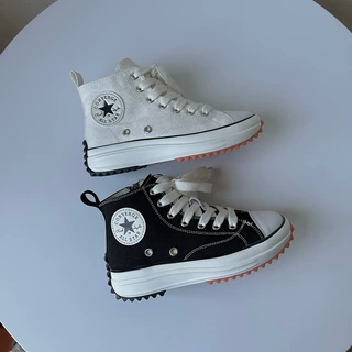 儿童高帮帆布鞋2023新款夏季男童布鞋女童春秋厚底松糕鞋黑色童鞋